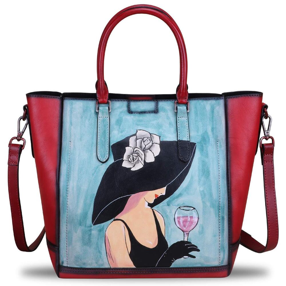 9759 Leather Handbags Vintage Handmade Tote Purse Cowhide Shoulder Bag